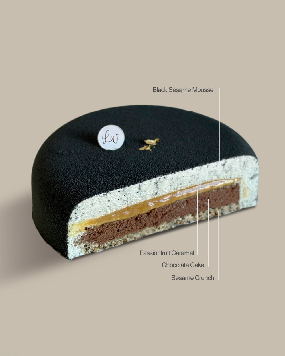 Black Sesame Passionfruit Entremet - 7 inches