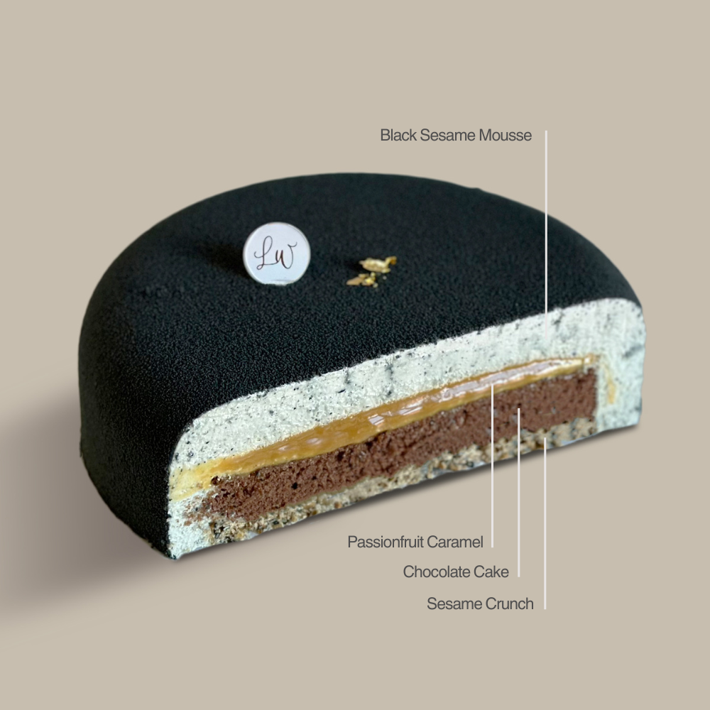 Black Sesame Passionfruit Entremet - 7 inches